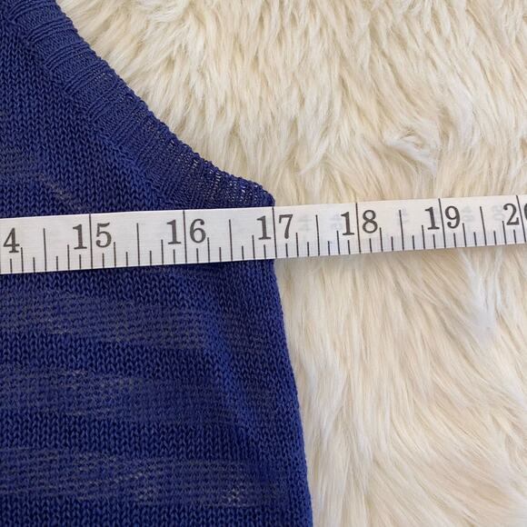 Central Park West Linen Striped Split Back Knit Tank Small - Picture 6 of 7